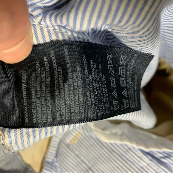 Tommy Hilfiger Ankle Pant Sz 6 Beige/Tan Blue dot Stretch Denim Style Preppy - Picture 9 of 14